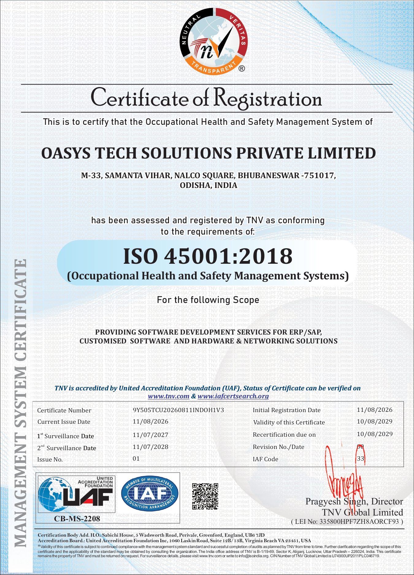 ISO 45001:2018 - Occupational Health & Safety Management